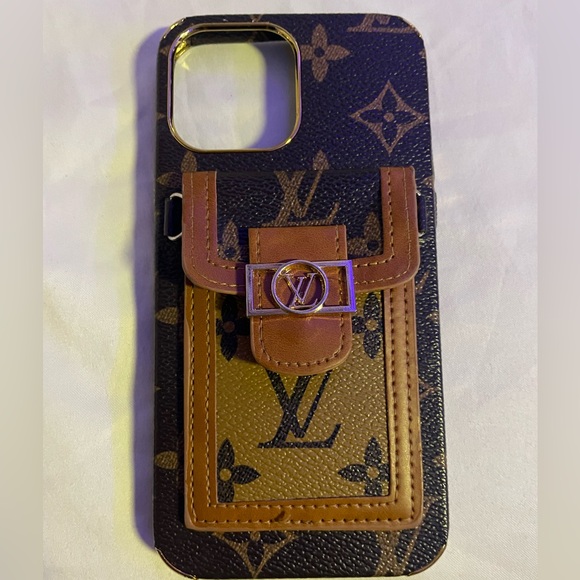 LV Design Leather Wallet Iphone Case